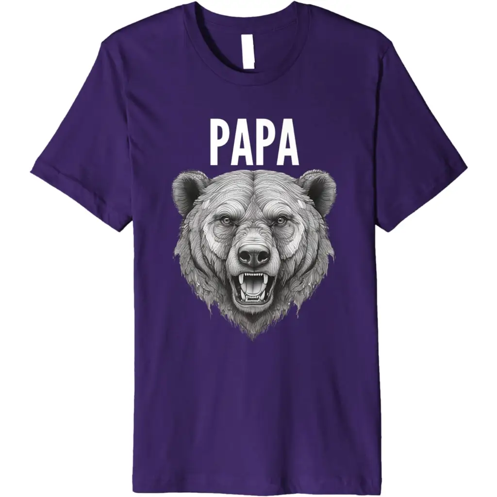 Men’s Papa Bear: Fierce Protector in Grayscale Art