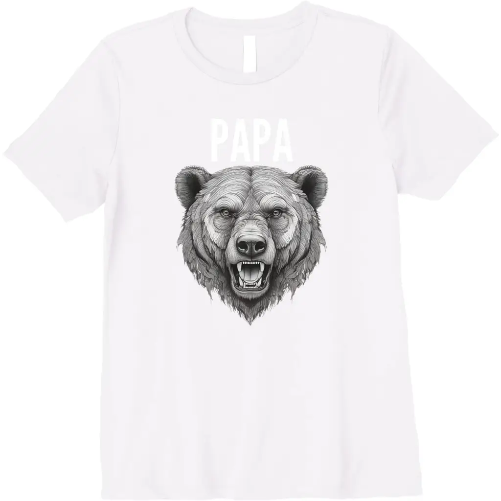 Men’s Papa Bear: Fierce Protector in Grayscale Art