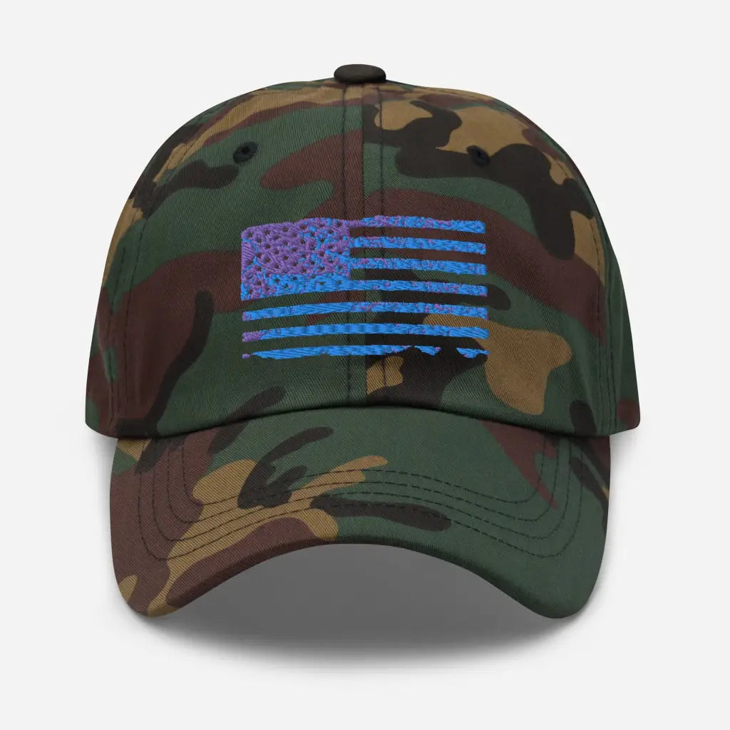 Patriot Flag Dad hat - Green Camo - Hat