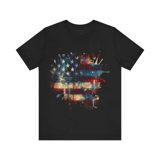 Patriotic Tapestry Grunge - Jersey Short Sleeve Tee - Black