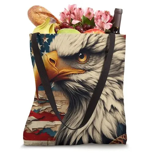 Patriot’s Pride: The Bald Eagle and American Flag Tote Bag