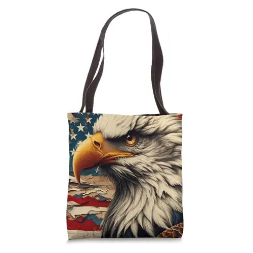 Patriot’s Pride: The Bald Eagle and American Flag Tote Bag