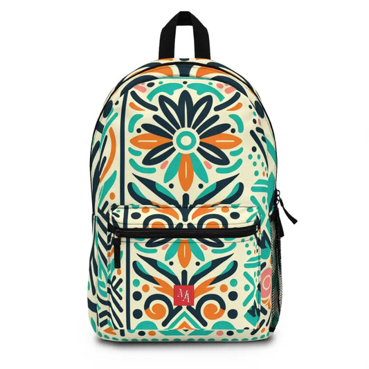 Patterned Foliage and Geometric Whimsy Backpack One size