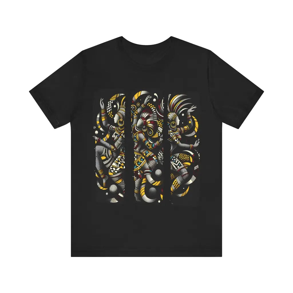 Patterned Melody in Black - Jersey Short Sleeve Tee - S