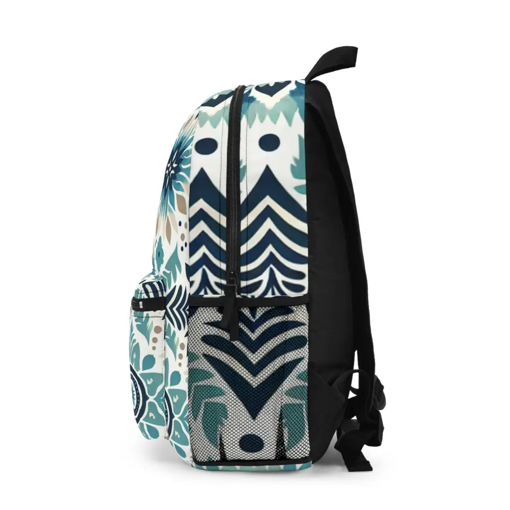 Patterned Whorls in Azure and Cream - Backpack - One size