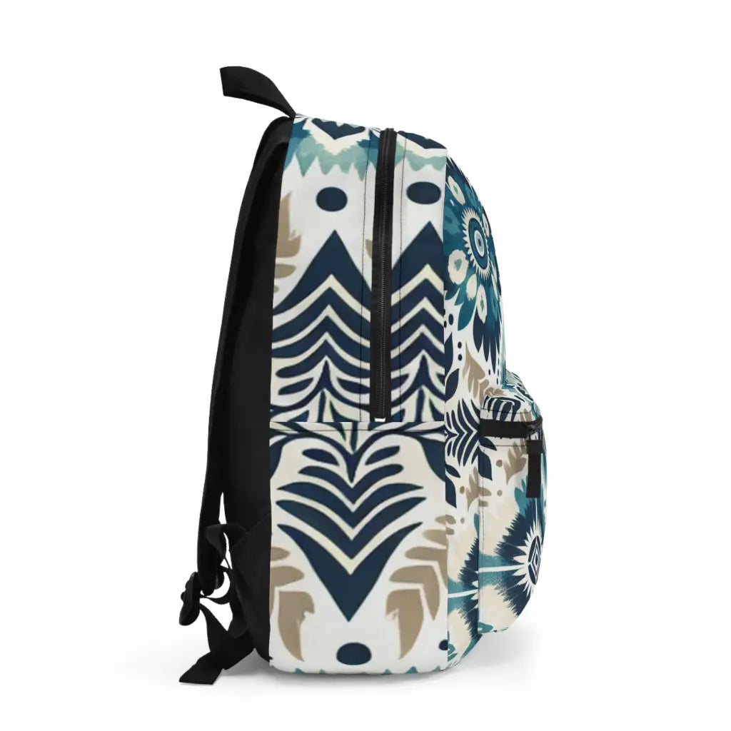 Patterned Whorls in Azure and Cream - Backpack - One size