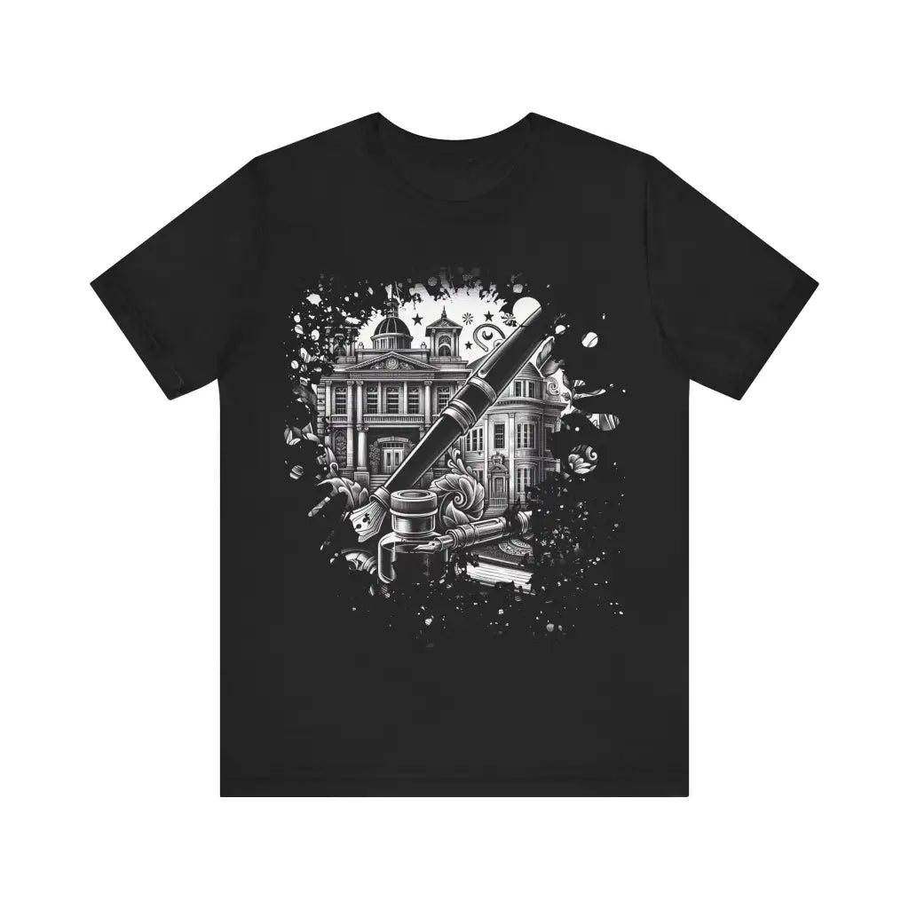 Pen and Architecture Fusion Jersey Short Sleeve Tee Black