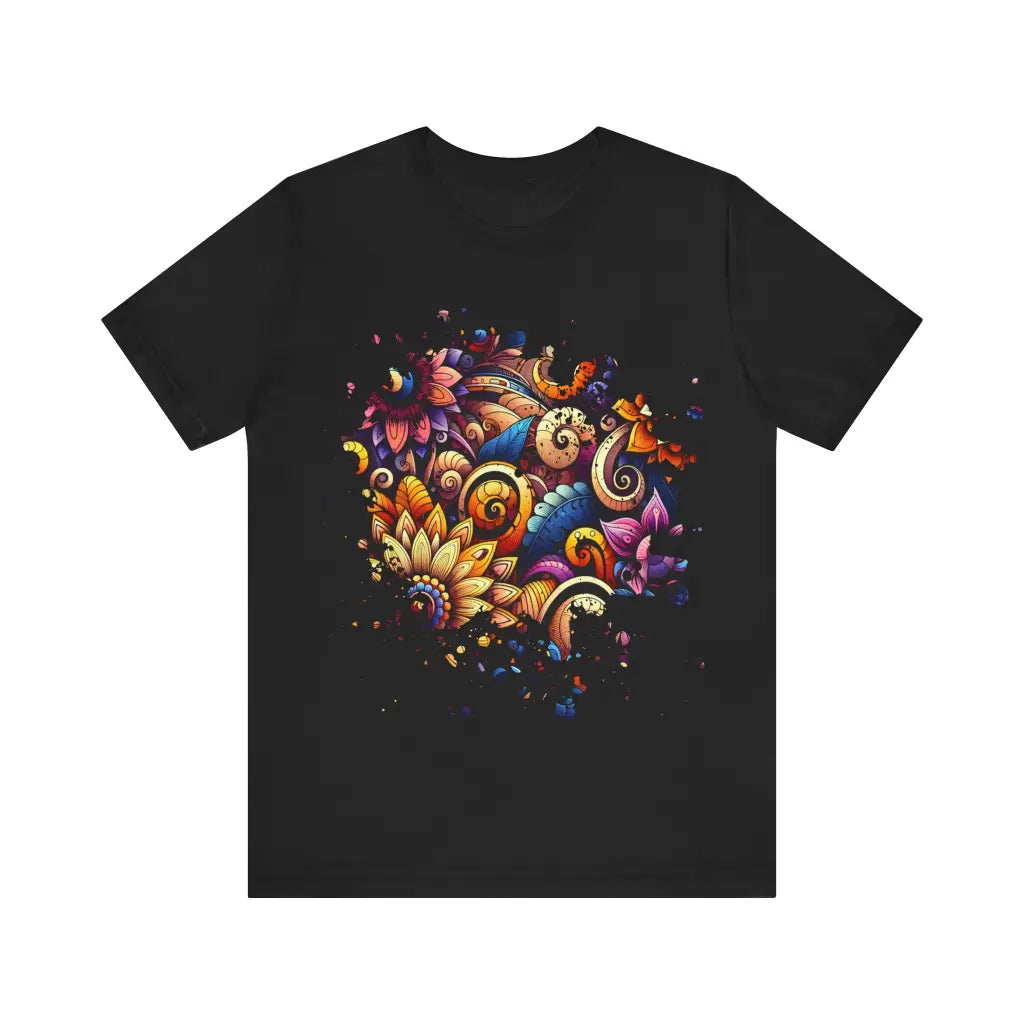 Petal Swirl Fiesta - Jersey Short Sleeve Tee - Black / S