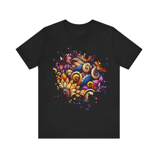 Petal Swirl Fiesta - Jersey Short Sleeve Tee - Black / S