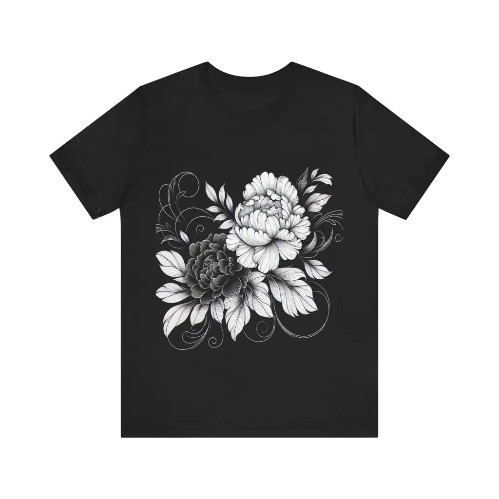 Petals in Ink Jersey Short Sleeve Tee Black / S T Shirt