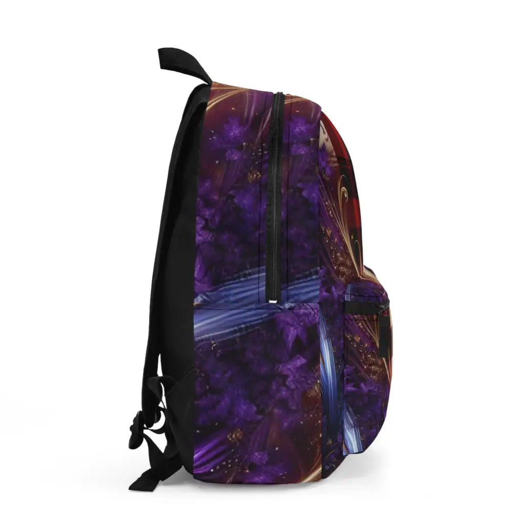 Plaid Fusion with Golden Swirls - Backpack - One size - Bags