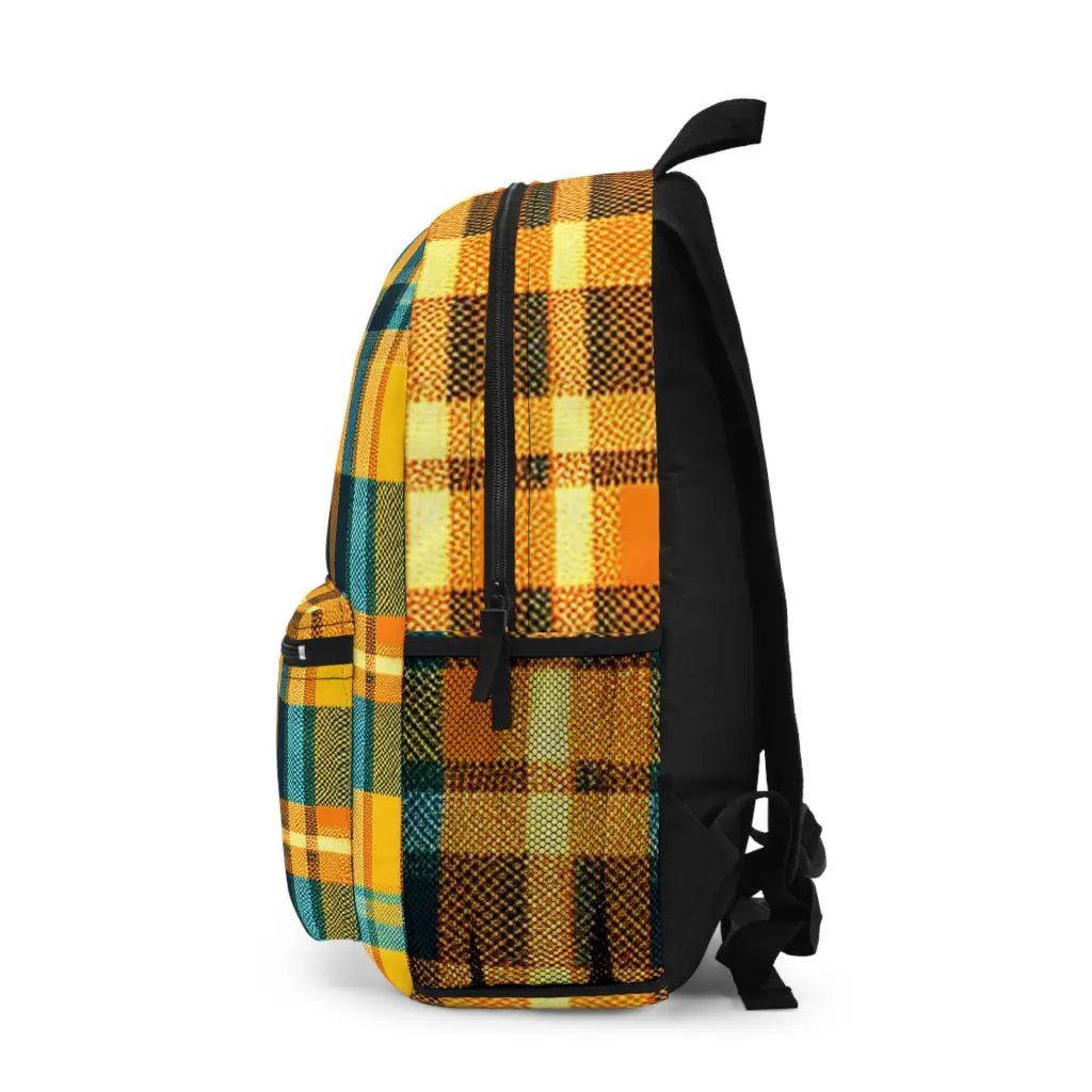 Plaid Pattern in Blue and Yellow - Backpack - One size