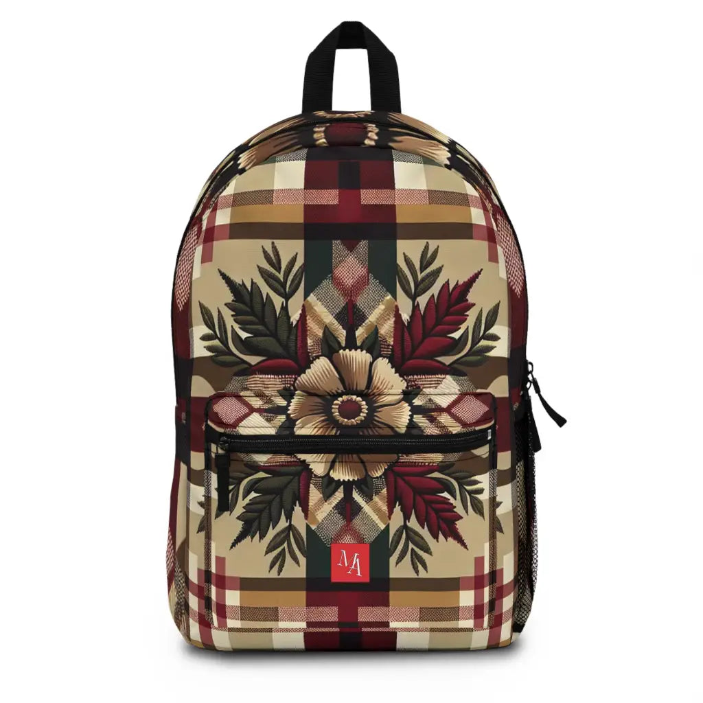 Plaid Perfection with Central Floral Motif - Backpack