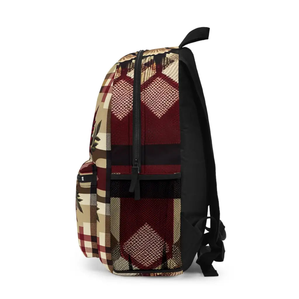 Plaid Perfection with Central Floral Motif - Backpack