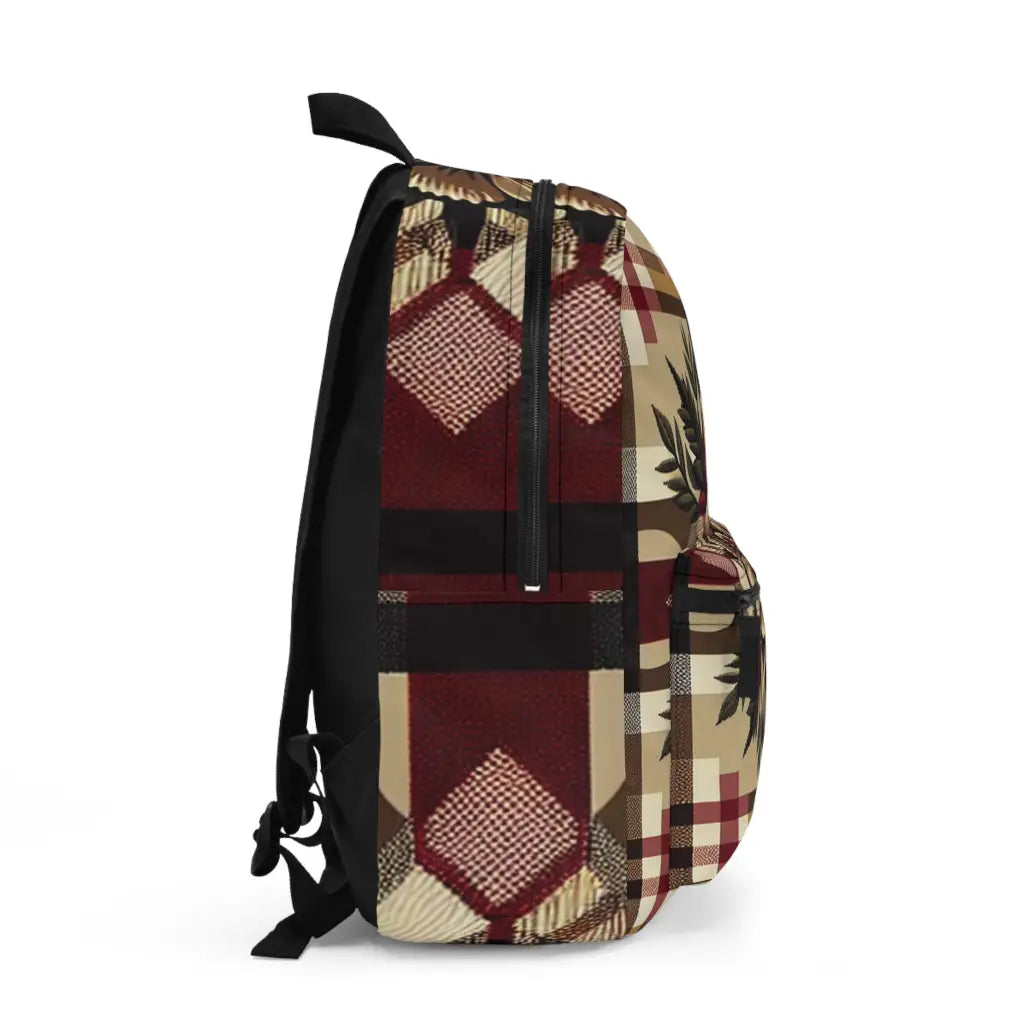 Plaid Perfection with Central Floral Motif - Backpack