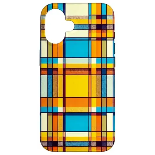 Plaid Sunlit Grid: Retro Geometric Harmony Case (iPhone