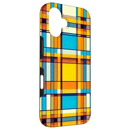 Plaid Sunlit Grid: Retro Geometric Harmony Case (iPhone