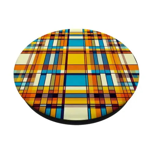 Plaid Sunlit Grid: Retro Geometric Harmony PopSockets
