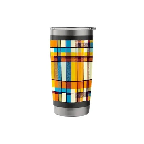 Plaid Sunlit Grid: Retro Geometric Harmony Stainless Steel