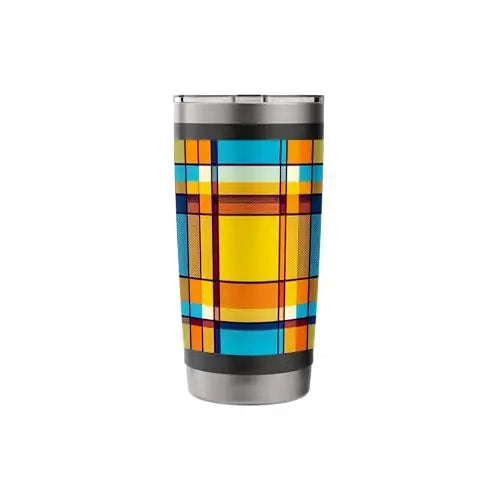 Plaid Sunlit Grid: Retro Geometric Harmony Stainless Steel