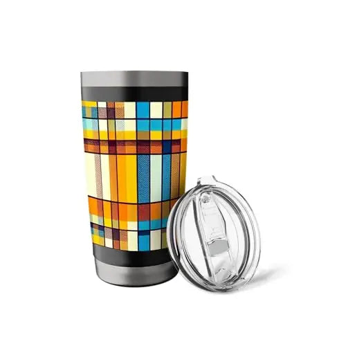 Plaid Sunlit Grid: Retro Geometric Harmony Stainless Steel