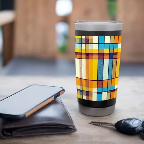 Plaid Sunlit Grid: Retro Geometric Harmony Stainless Steel