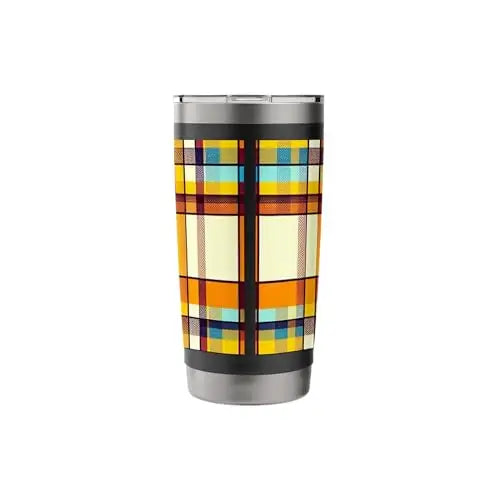 Plaid Sunlit Grid: Retro Geometric Harmony Stainless Steel