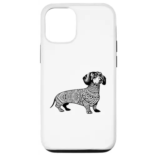 Playful Tribal Pattern: Stylish Dachshund in Black
