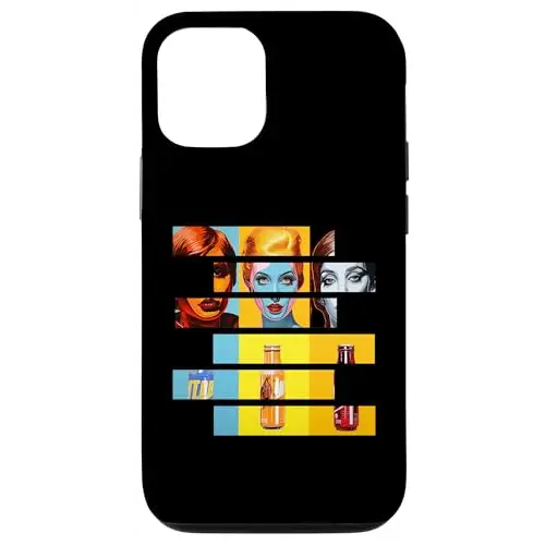 Pop Art Fusion: Fragmented Faces & Soda Bottles Case