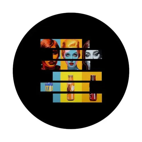 Pop Art Fusion: Fragmented Faces & Soda Bottles PopSockets