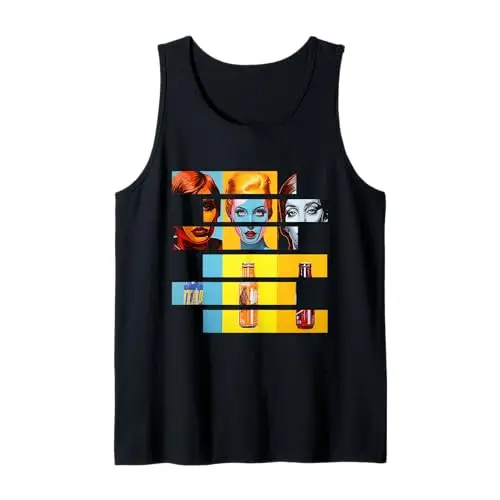 Pop Art Fusion: Fragmented Faces & Soda Bottles Tank Top