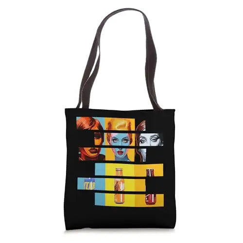 Pop Art Fusion: Fragmented Faces & Soda Bottles Tote Bag