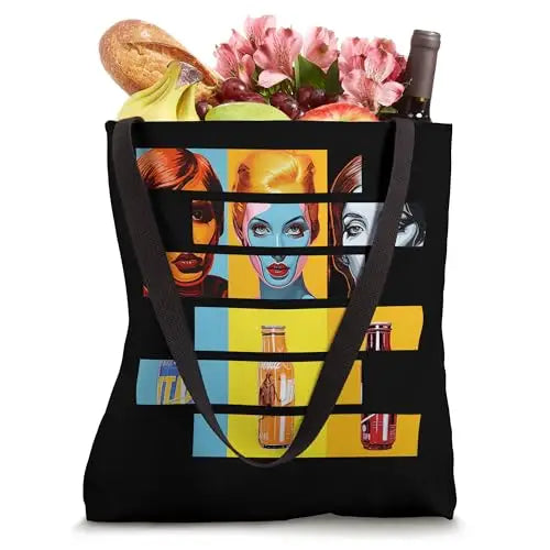 Pop Art Fusion: Fragmented Faces & Soda Bottles Tote Bag