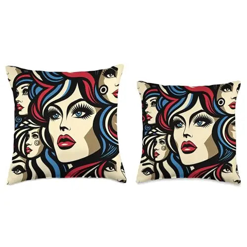 Pop Diva Muses: Bold Retro Reflections Throw Pillow Home