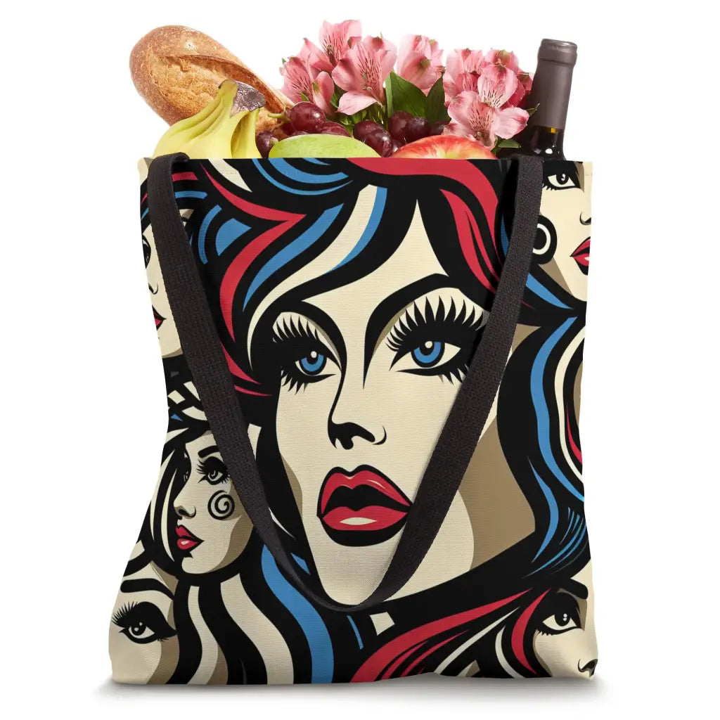 Pop Diva Muses: Bold Retro Reflections Tote Bag Apparel