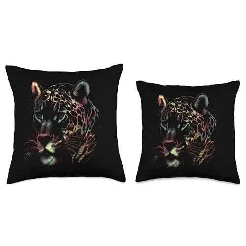 Prismatic Predator: The Watchful Leopard Throw Pillow Home