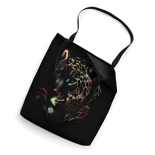 Prismatic Predator: The Watchful Leopard Tote Bag Apparel