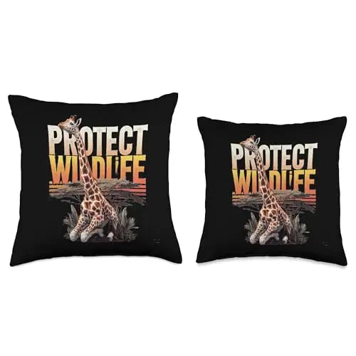 Protect Wildlife: Sunset Giraffe Throw Pillow Home