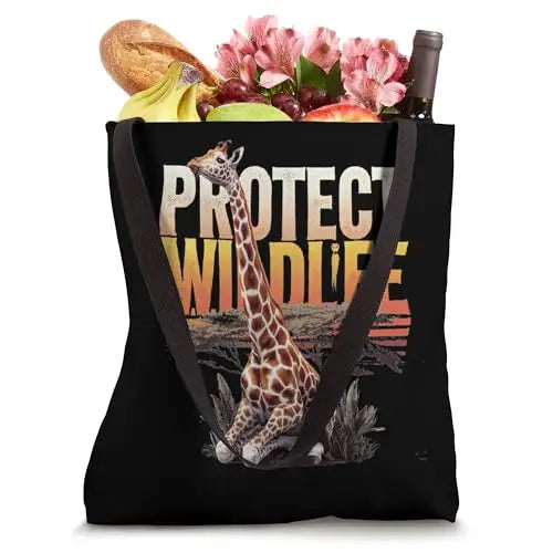 Protect Wildlife: Sunset Giraffe Tote Bag Apparel