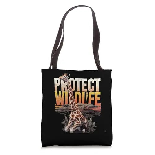 Protect Wildlife: Sunset Giraffe Tote Bag Apparel