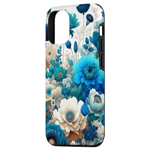 Psychedelic Garden: Dancing Florals in Teal White and Blue