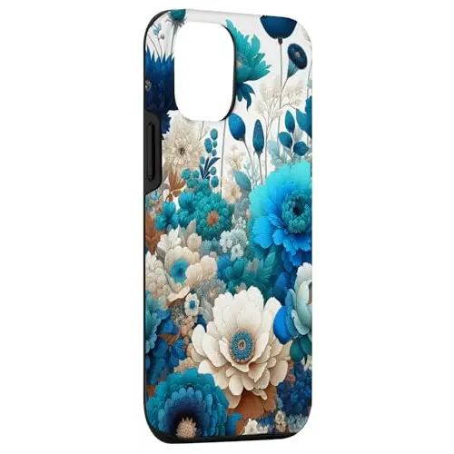 Psychedelic Garden: Dancing Florals in Teal White and Blue