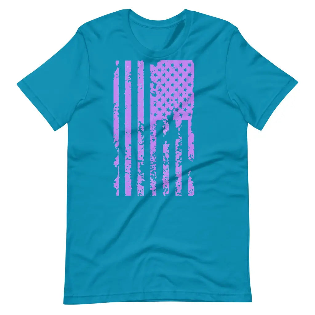 Purple US Distressed Flag Unisex t-shirt - Aqua / S