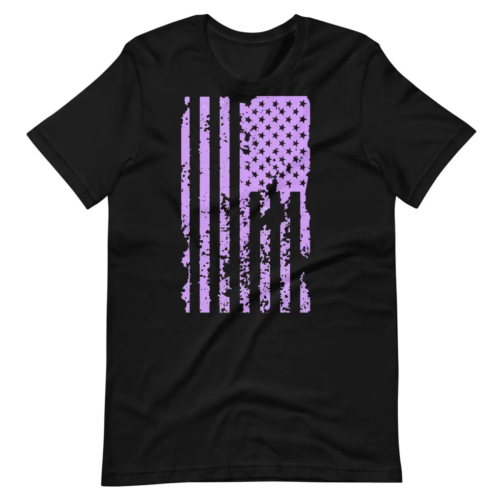 Purple US Distressed Flag Unisex t-shirt - Black / S