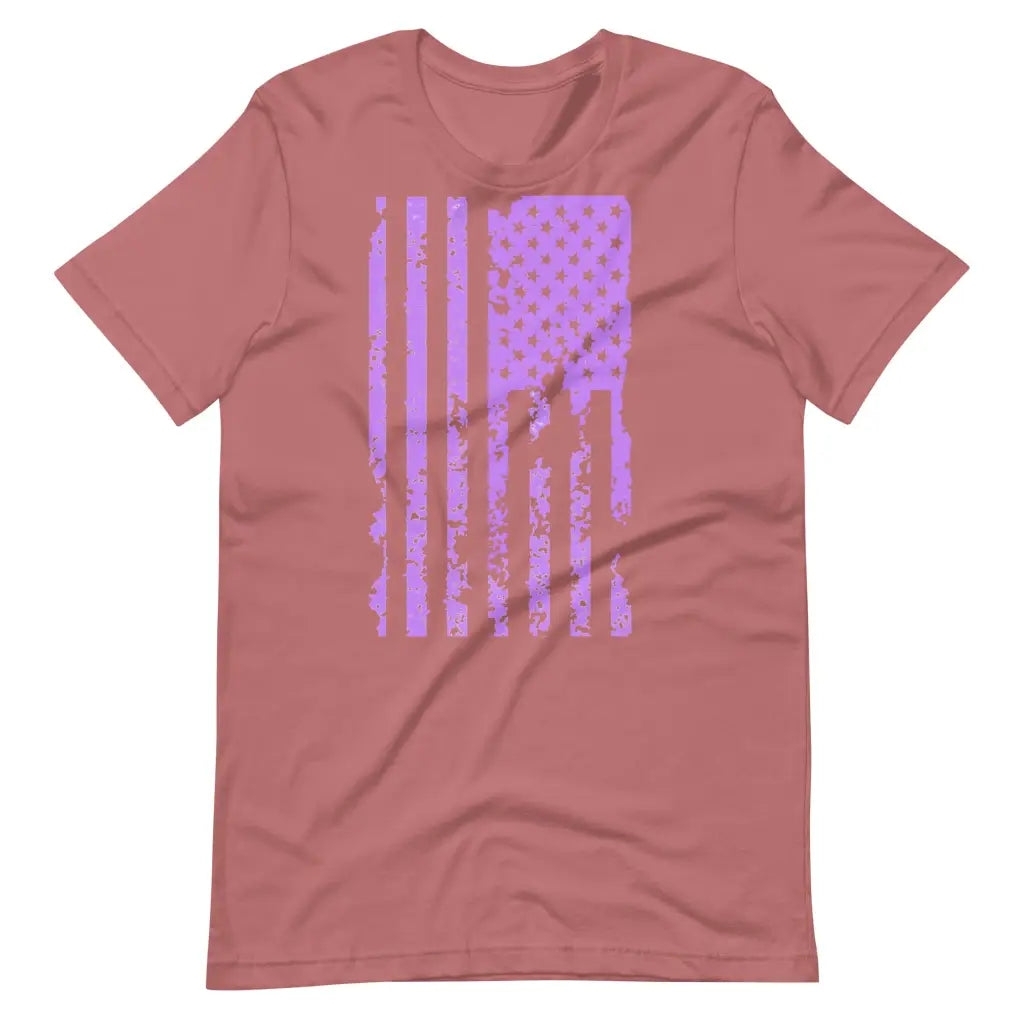 Purple US Distressed Flag Unisex t-shirt - Mauve / S