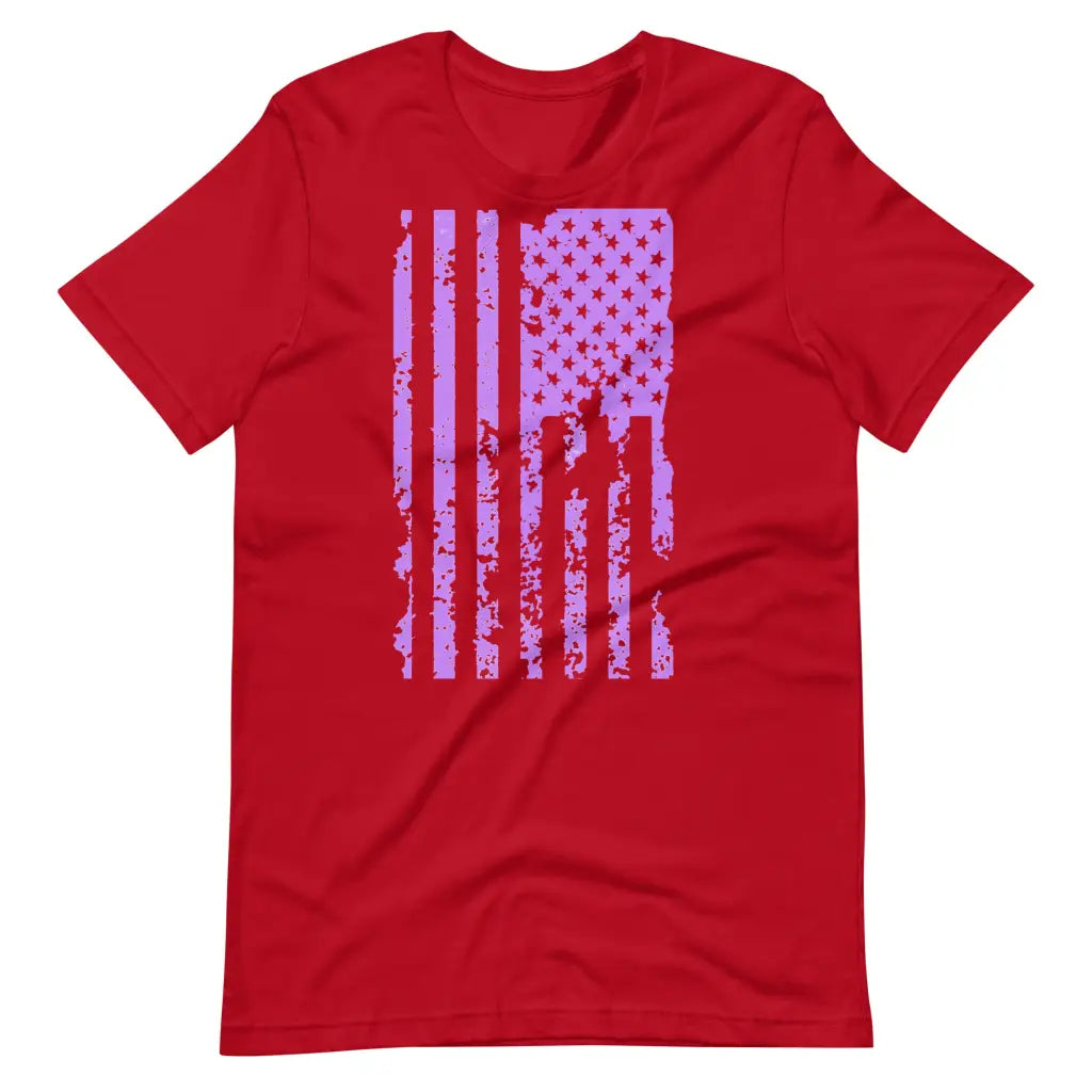 Purple US Distressed Flag Unisex t-shirt - Red / S - T-Shirt