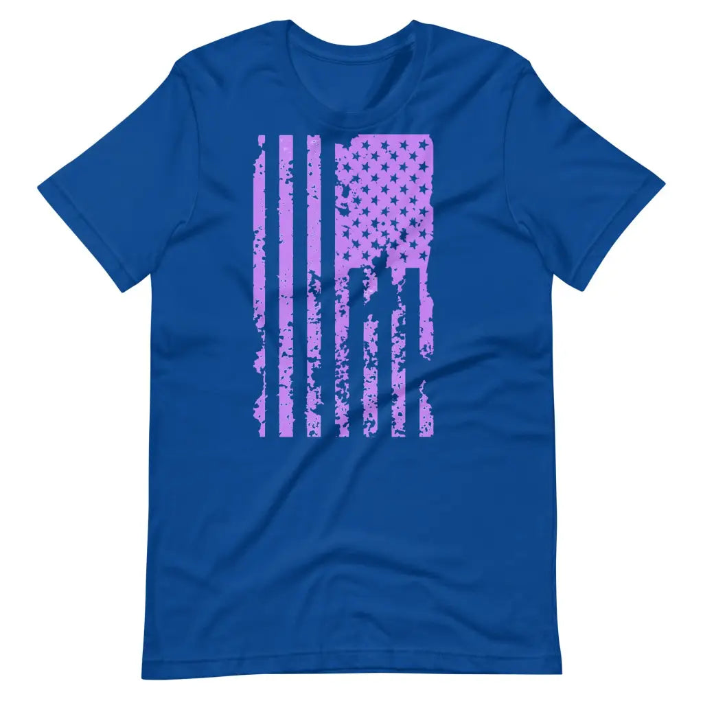 Purple US Distressed Flag Unisex t-shirt - True Royal / S