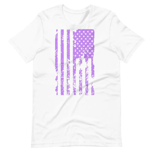 Purple US Distressed Flag Unisex t-shirt - White / S