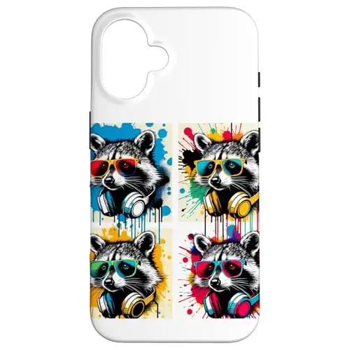 Raccoon Riot: Urban Beats and Street Colors Case (iPhone