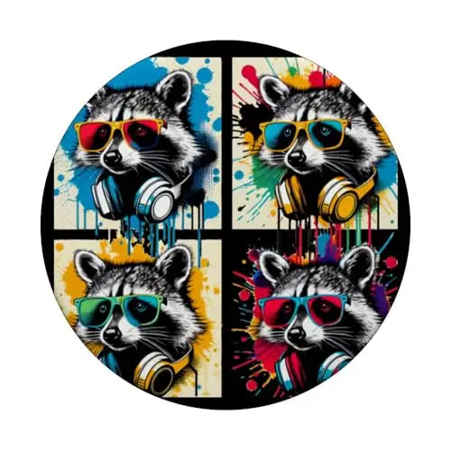 Raccoon Riot: Urban Beats and Street Colors PopSockets